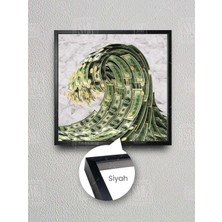 SML Tablo Para Dalgası Banknot Dolar Coin Finans Sektörü Çerçeveli Kare Kanvas Tablo