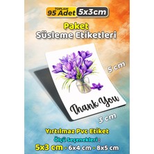 Sb Store Çiçek Temalı Hediye Paket Süsleme Etiketi  Model 99 - 95 Adet 5cm