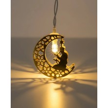 M Merc Giyim Secde Eden Adam Figürlü Ay Tasarımlı Ramazan LED Işık