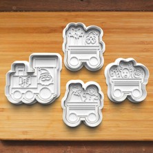 Hobist Yeni Yıl Yılbaşı Tren Noel Babalı Kurabiye Kalıbı ve Şeker Hamuru Kalıbı