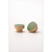 Orient Design Adaçayı Yeşili - Naturel Ahşap Çekmece ve Dolap Kulbu 2’li