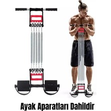 Mucit Home Ayak Pedallı  5 Yaylı Ayak Göğüs El Yayı Egzersiz Çelik Yay Spor Aleti 5 Kademe Sertlik Ayarlanabilir