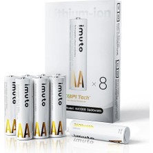Imuto 3600MWH Aa Şarj Edilebilir Lityum Pil (8’li Paket)