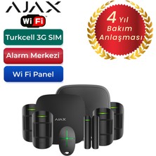 Ajax Hub Plus Wi Fi + 3g Sim Kartlı Alarm Seti Harici Siren Dahil 5 Dedektörlü Sistem – 1 Adet Manyetik ve 4 Adet Hareket Dedektörü - Siyah