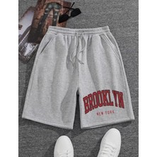Punix Punıx Büyük Beden Brooklyn Baskılı Pamuk Dokuma Ter Tutmayan Yazlık Erkek Battal Şort