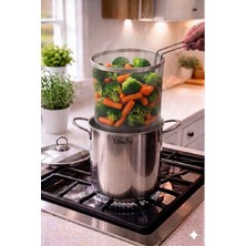 Isı Yalıtımlı Süzgeçli 304 Paslanmaz Çelik Haşlama Kızartma Potu 2 Litre