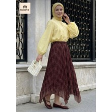 Modiva Mix Kadın Ekose Desenli Pileli Yüksek Bel Etek Günlük & Şık Kullanım