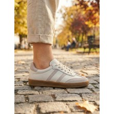 Potin Online Potinonline 810 Kadın Hakiki Deri Süet Yanı Çizgili Sneaker Ayakkabı