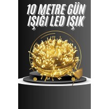 10 Metre Günışığı LED Işık Fişli Dekoratif Sarı Ton Aydınlatma 3 Modlu LED Şerit