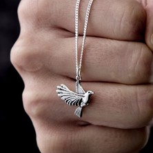 Ebrar Silver Gümüş Güvercin Kolye 925 Ayar Gümüş Güvercin Figürlü Unisex Kolye Kuş Kolye