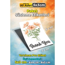 Sb Store Çiçek Temalı Hediye Paket Süsleme Etiketi  Model 96 - 95 Adet 5cm