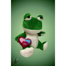 Sevimli Yeşil Pelüş Kurbağa Oyuncak – “seni Seviyorum” Yazılı Kalpli, Yumuşak Dokulu