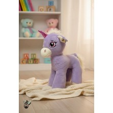Sevimli Mor Pelüş Pony Unicorn Oyuncak – Yumuşak Dokulu,tek Boynuzlu At