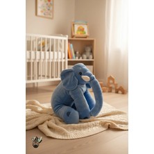 Sevimli Mavi Büyük Peluş Fil – Uyku Arkadaşım, Yumuşak Sarılmalık Fil Oyuncak