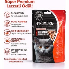 Promore Chicken & Ocean Fish Kedi Ödül Maması 80 gr – %94 Gerçek Etli, Tahılsız, Düşük Yağlı Süper Premium Ödül