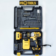 GVN PROTOOLS Profesyonel Çelik Gövde, Çelik Mandren Darbeli Vidalama Matkap + 2 Adet 48 V Batarya + Full Setli