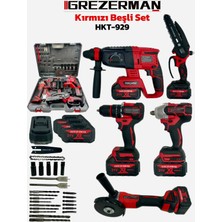 Grezerman Şarjlı 5’li Profesyonel Set – Torklu, Darbeli Matkap, Testere, Avuç Taşlama, Hilti + 3 Akü