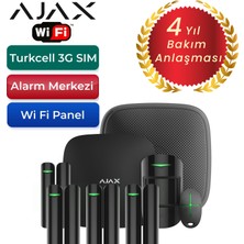 Ajax Hub Plus Wi Fi + 3g Sim Kartlı Alarm Seti Harici Siren Dahil 5 Dedektörlü Sistem – 4 Adet Manyetik ve 1 Adet Hareket Dedektörü - Siyah