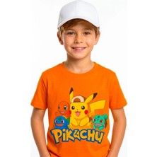 Book OrBook Pikachu Charmander Bulbasaur %100 Pamuk Premium Kalite Çocuk Tişörtü (3-12 Yaş)