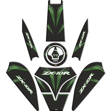 Gogo Premium Kawasaki ZX10R Uyumlu Siyah Yeşil Tank Pad Set