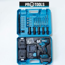 GVN PROTOOLS Profesyonel Full Setli Somun Sıkma Vidalama Çift Fonksiyonlu - 550 Nm - 48 V 10.000 Mah