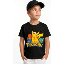 Book OrBook Pikachu Charmander Bulbasaur %100 Pamuk Premium Kalite Çocuk Tişörtü (3-12 Yaş)