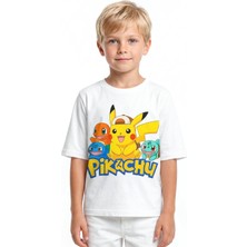 Book OrBook Pikachu Charmander Bulbasaur %100 Pamuk Premium Kalite Çocuk Tişörtü (3-12 Yaş)