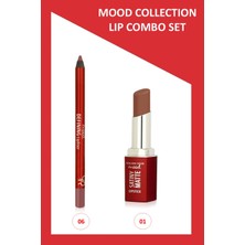 Golden Rose Mood Lip Combo Set - Defining Dudak Kalemi No:06 - Satiny Matte Ruj No:01