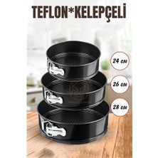 Butik Turk 3 Boy Kelepçeli Kek Kalıbı 24-26-28 cm Teflon