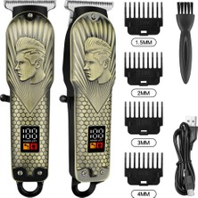 farissu Dearling RF-1874 Profesyonel Dijital Ekranlı Şarjlı Saç Sakal Kesme ve Ense Tıraş Makinesi - T-Bıçak Tasarım