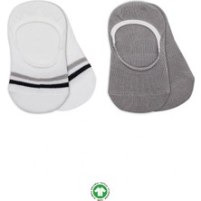 Belle Fusion Mey Ithalat®   2'li Penye Babet Silikon Çemberli Çorap 30102 Gri Beyaz