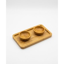 Woodmore Bambu Sunum Tepsili 2’li Sosluk Çerezlik Seti - Doğal Bambu Kahvaltı ve Ikramlık Takımı