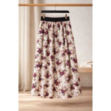 BBS Kız Çocuk Çok Renkli Çiçek Desenli Beli Lastikli Astarsız Etek