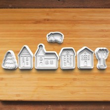 Hobist Yılbaşı Evleri Yeni Yıl Kurabiye Kalıbı ve Şeker Hamuru Kalıpları