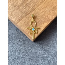Aida Jewelss 925 Ayar Gümüş Firuze Taşlı Ank Ra Gümüş Kolye Ucu