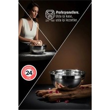 Flamex Inox Ölçekli Derin Kase  - 24 cm 2 Litre Karıştırma Kabı Profesyonel 304 Paslanmaz Çelik 7218