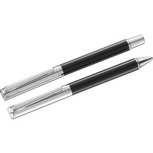Steelpen Elite Serisi 5083 Plus Krom Siyah Dolma Kalem +Tükenmez Kalem