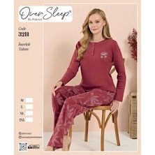 Sleep Interlok Poleren Acık Kırmızı U.kol Pijama Takım