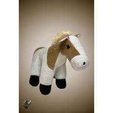 Sevimli Kahverengi Beyaz Pelüş Sesli Alaca At Oyuncak – Sesli At Tasarımı, Yeleli, Yumuşak Dokulu
