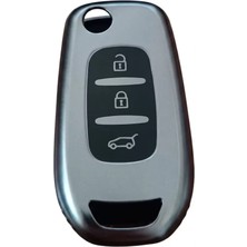 Midas Toptan Home Renault Megane 4 / Clio 5 Uyumlu Silikon Oto Anahtar Kumanda Kabı Kılıf Gri