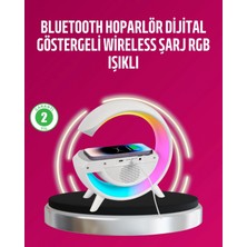 Pileli Store Kablosuz Şarjlı LED Masa Lambası Çalar Saat ve Beyaz Gürültü Özellikli