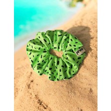 Pirene Arts Sea Rebel Lime Scrunchie – Mayo Kumaş Yeşil Desenli Saç Tokası