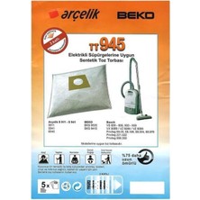 Abnturk 5 Adet Arçelik-Beko TT945 Elektrikli Süpürgelerine Uygun Sağlıklı Uzun Ömürlü Bez Toz Torbası