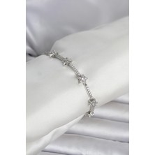 Hatıra Kutusu Pirinç Gümüş Renk Zirkon Taşlı Yıldız Model Kadın Bileklik - Lisinya