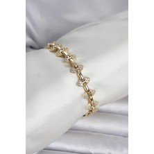 Hatıra Kutusu Pirinç Gold Renk Zirkon Taşlı Kadın Bileklik - Lisinya