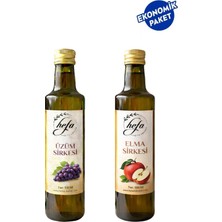 Hefa Şifa Bahçesi Elma Sirkesi 500 ml + Üzüm Sirkesi 500 ml (Cam Şişe)