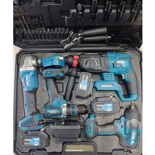 GVN PROTOOLS 5’li Akülü SET–1200NM Torklu Somun Sıkma + Darbeli Matkap + Hilti + Taşlama + Powerbank'li Lamba