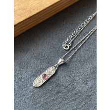 Aida Jewelss 925 Ayar Gümüş Mitolojik Ametist Taşlı Ay Döngüsü Gümüş Kolye 45CM