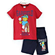 Dobakids Garfield Baskılı Erkek Çocuk Yazlık 2'li Takım 8-15 Yaş Kırmızı 001-0001888