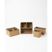 Natureas Harmony 4'lü Çok Amaçlı Katlanabilir Jüt Organizer Kutu Seti - Dolap Içi Düzenleyici